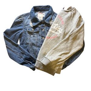 T.J.Maxx Blue Denim Jacket and Gray Sweatshirt Combo